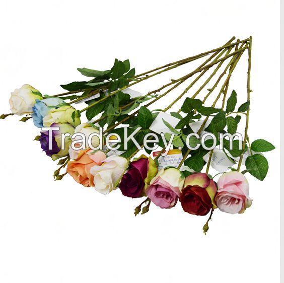 64CM high artificial funeral flower single long stem rose for decoration flower 