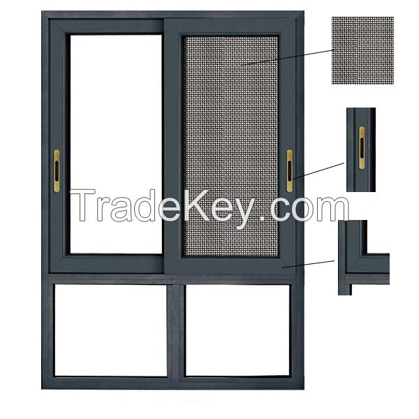 double tempered glass sliding window with grills