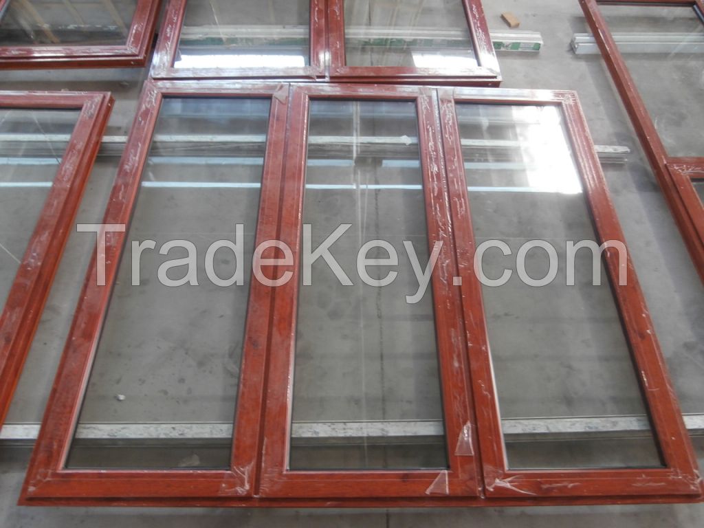 High quality Wooden grain color aluminum sliding door from China Supplier