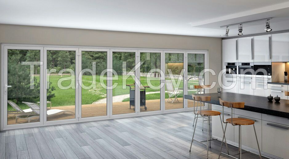 Competitive price 6panel double tempered bifolding door