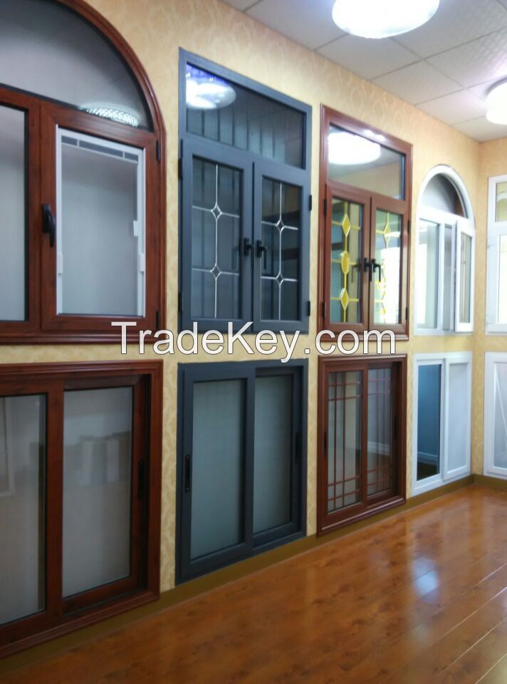 Dark grey color Aluminum Tempered double Glass Sliding Folding door