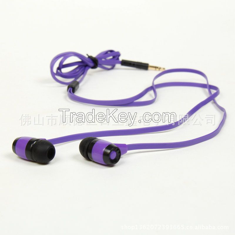 Plastic Inner  Ear Flat Wire Earphone