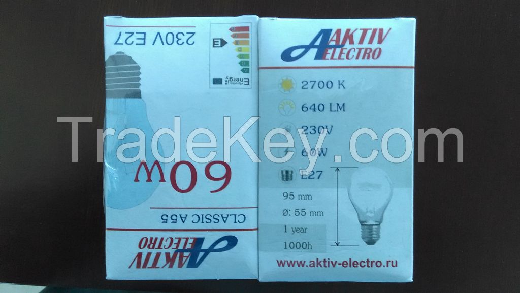 40/60/75/100w 110v/220v Incandescent Bulbs