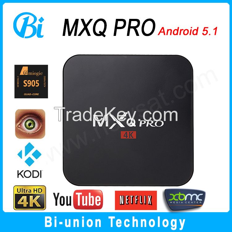 2016 mxq pro tv box android 5.1 4K S905 OTT TV BOX KODI 16.0 Full Loaded