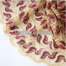 African Fabric 100% high quality African cord lace and Swiss guipure lace fabric for Nigerian wedding dresses F50279