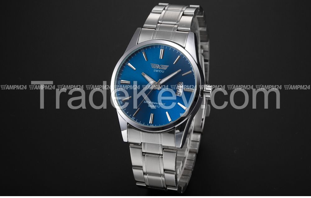 New Men's Watch Stainless Steel Band Date Analog Quartz Sport Wrist Watch