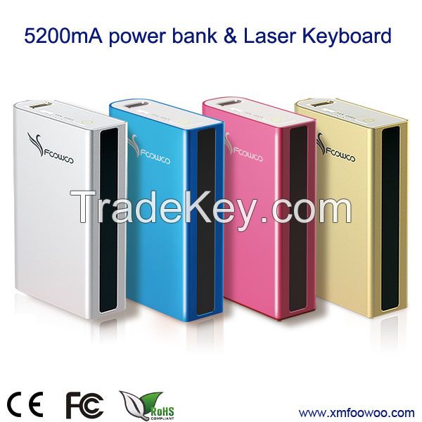 5200mAh power magic wireless laser projection keyboard for Ipad Iphone Smartphone