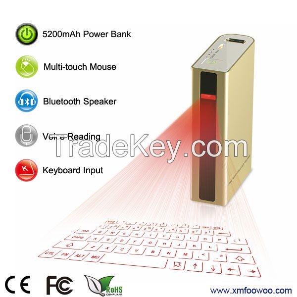 New bluetooth keyboard laser with power bank  for smartphones compatible with windows/IOS/Andriod