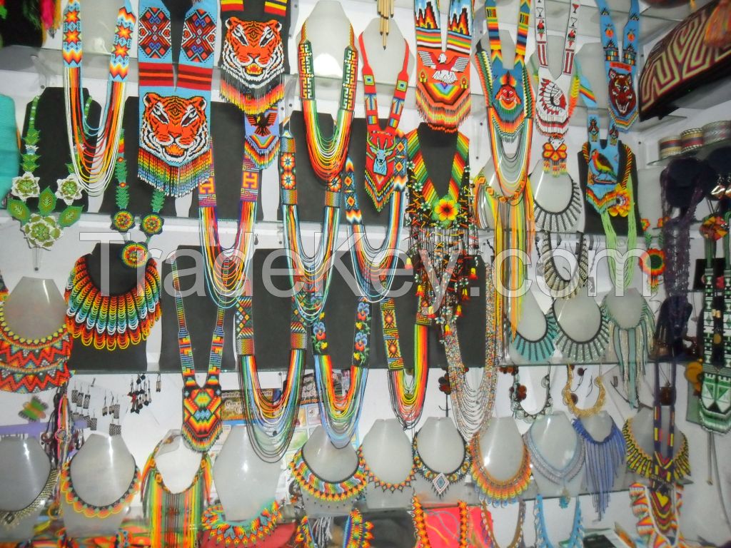 NATIVE INDIGENOUS BEADED NECKLACE COLOMBIA-SEEDS
