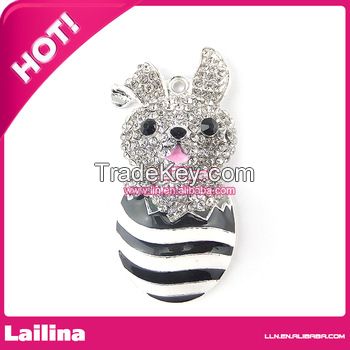 High Quality Rhinestone&amp;Enamel Bunny Pendant for colthing