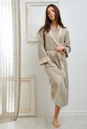 bathrobe for women100% linen. Designed and manufactured in Italy