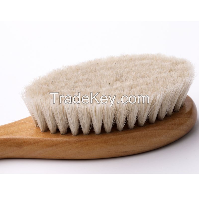 Natural Soft Goat Hair Brush Baby Kids Shower Wooden Baby Hair Brush