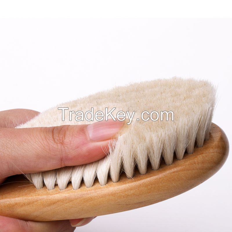 Natural Soft Goat Hair Brush Baby Kids Shower Wooden Baby Hair Brush