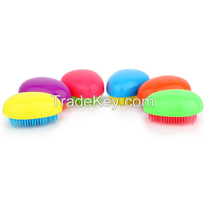 Candy Color Mini Detangling Hairbrush Tangle free Plastic Egg Shape Compact Hair Brush