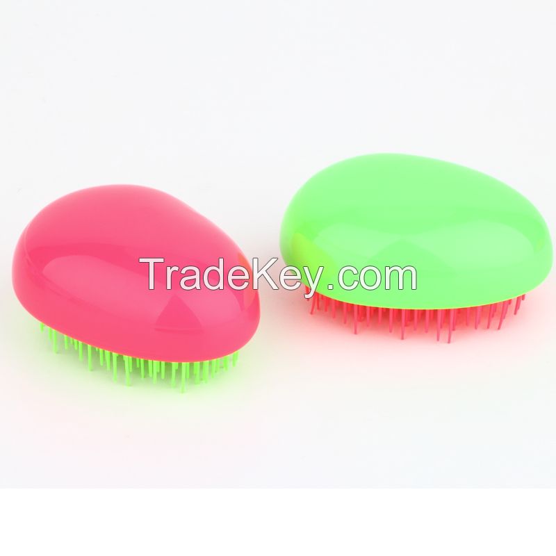 Candy Color Mini Detangling Hairbrush Tangle free Plastic Egg Shape Compact Hair Brush