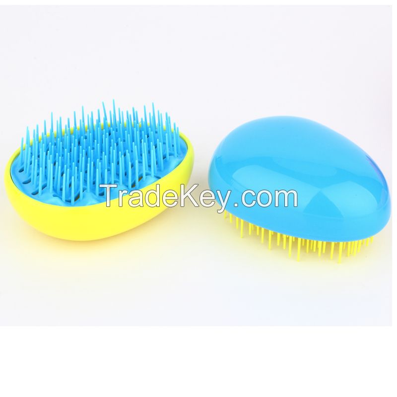 Candy Color Mini Detangling Hairbrush Tangle free Plastic Egg Shape Compact Hair Brush