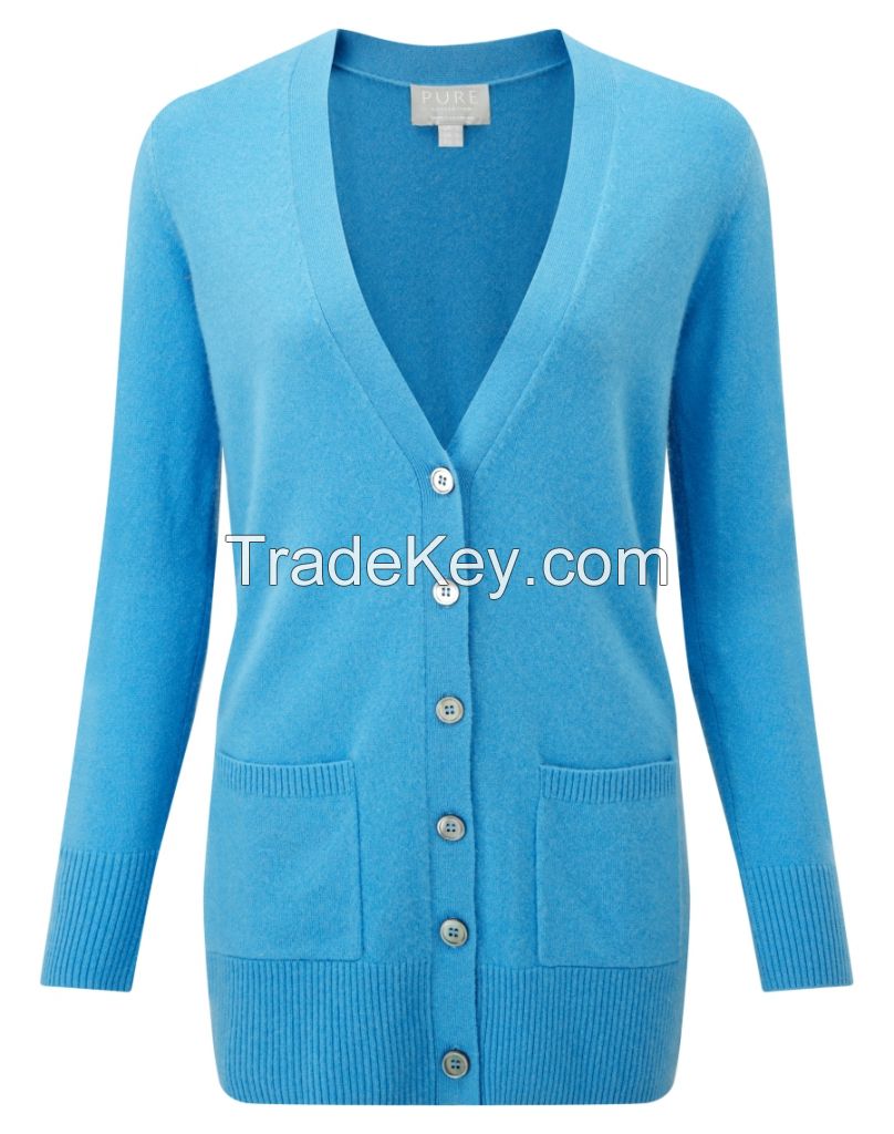 100% cashmere women sweater cardigan long sleeve