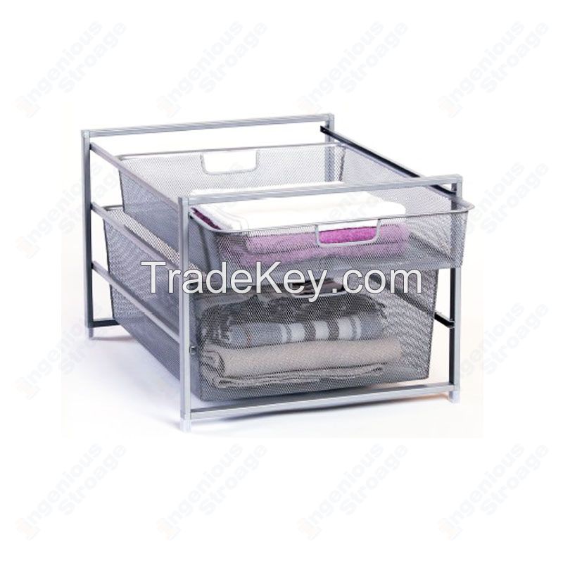 Mesh basket drawer storage system