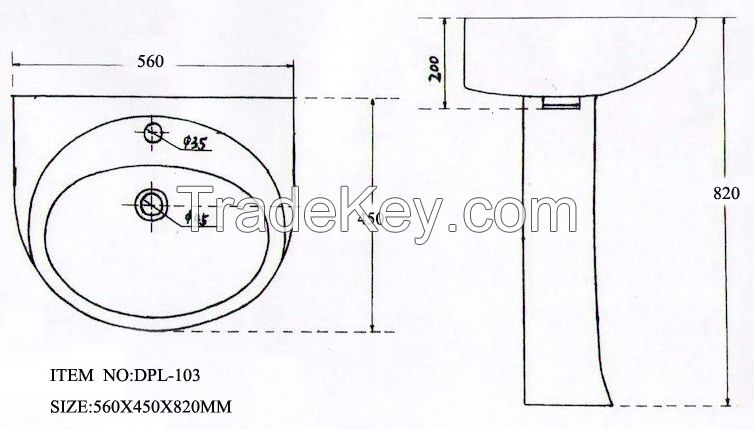 WASHBASIN WITH PEDESTAL; HOT SALE GOOD QUALITY WITH COMPETITIVE PRICE