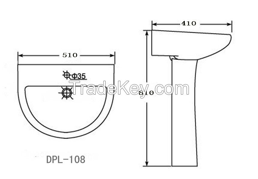 WASHBASIN WITH PEDESTAL; HOT SALE GOOD QUALITY WITH COMPETITIVE PRICE