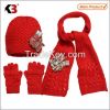 Hot sale fashion scarf hat glove set