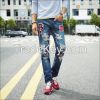 nine points jeans men's jeans korean version of the hole in pants straight jeans