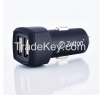 mini usb  rubberized plastic In-Car charger 2.1A + 2USB for emergency