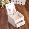 High quality white wooden ballerina jewelry music box with dancing girl