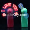 promotional giveaways electric LED mini hand fan flash letter