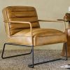 Brown Color Genuine Leather Chair with Italian Retro Style