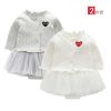 Heart EMB knitted Cotton princess Infant toddlers newborn baby girls clothes rompers sets wholesale