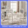 Expandable Rubber Solid Wood Dining Table With Marble