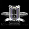 Beautiful Emerald Step Cut CZ Brass Engagement Ring