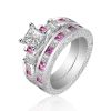 925 Silver Sterling Engagement and wedding Ring Set and gift for Women with square CZ