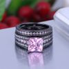 925 Silver Sterling princess square pink simulated diamond rings