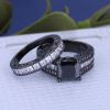 925 Silver Sterling Black Ring Set for Women