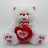 2016 new valentine plush stuffed bear with red heart for wedding decoration or gift