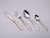 High grade stock mirror polish Fork spoon knife set gold plate cutlery