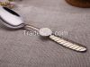 High grade stock mirror polish Fork spoon knife set gold plate cutlery