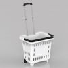 Plastic rolling supermarket shopping basket
