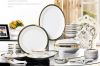 Handmade High Temperature Delicate White Porcelain Dinner Set With Gold Rim 56pcs