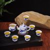 High Quality Hand Painted Blue and White Bone China Kung Fu Tea Set 8pcs