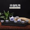 High Quality Hand Painted Blue and White Bone China Kung Fu Tea Set 8pcs