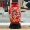 Chinese Red Porcelain Vase With Peony Floral Motif