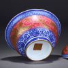 High Quality Handmade Carmine Red Glaze Blue and White Dragon and Phoenix Bringing Prosperity Porcelain Soup Tureen