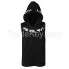 Black Slim Fit Sleeveless Hoodie Gym Wearing