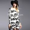 2016 hot sale spring autumn roll neck cute cartoon animal print long sleeve cashmere women sweater 