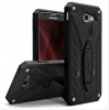 Samsung Galaxy J3 Emerge - Static Dual Layer Hybrid Case Cover Kickstand - Black/Black