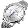 MEGIR Swiss Quartz movement strap watch 2011 silver waterproof steel wrist watch
