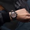 MEGIR Swiss Quartz movement strap watch black waterproof steel wrist watch ML2021G-10